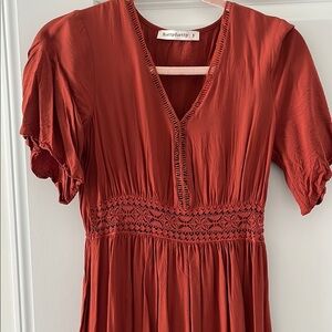 Rusty Dusty Red Dress with Lace Detail